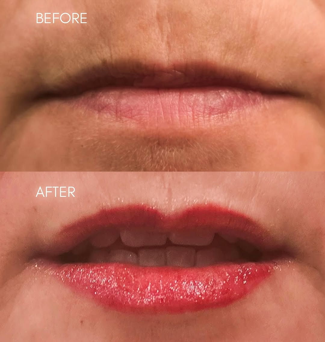 Before and after lip tint