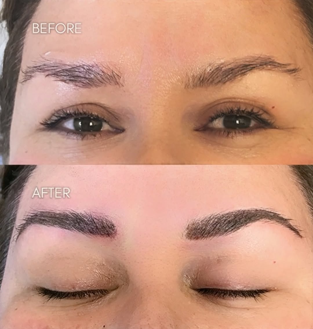 Before and after refined brow shape